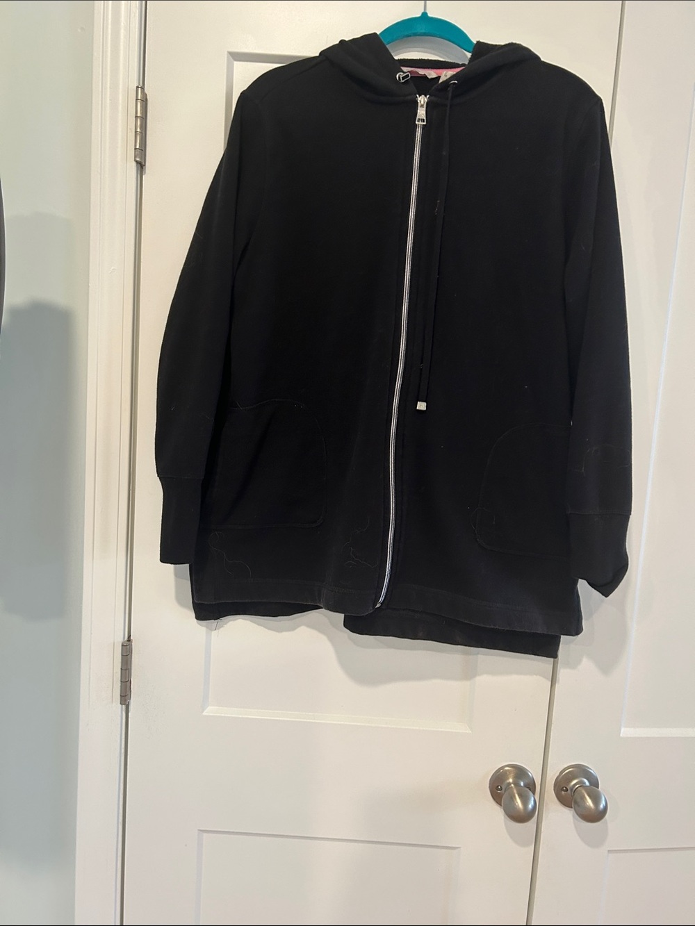 Isaac Mizrahi Black Hooded Zip Jacket